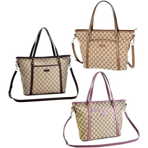 Gucci GG Supreme 2Way Canvas Tote Bag Beige Brown Pink - Picture 1 of 1